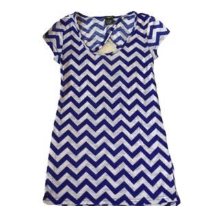Rue21 Blue White Chevron Cap Sleeve Top S